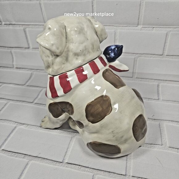 Blue Sky Bulldog Cookie Jar STARS AND STRIPES FOREVER Ceramic or a Dog treat jar - Picture 7 of 10